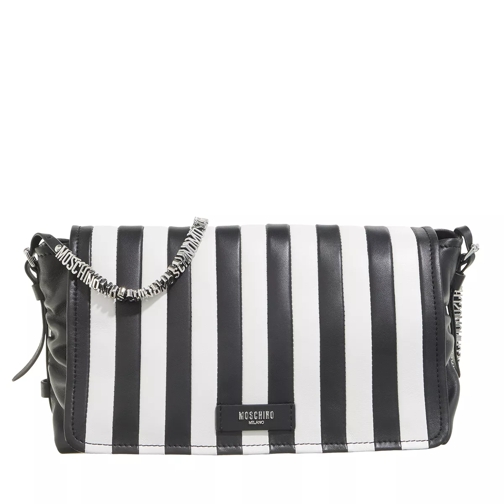 Moschino Stripes Mini Lettering Shoulder Bag Fantasy Print Black Shoulder Bag