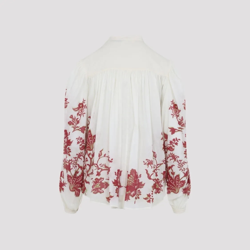 Etro Overhemd Elevated White Cotton Shirt With Floral Accents White