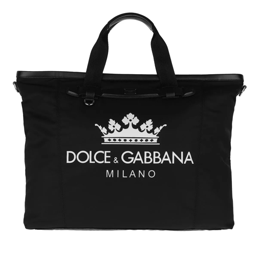Dolce&Gabbana Logo Print Weekend Bag Nylon Black/White Weekendväska
