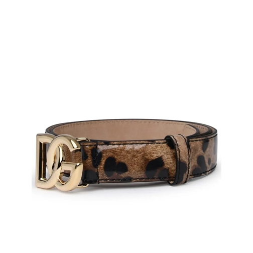 Dolce&Gabbana Gürtel Two-Tone Shiny Leather Belt With Dg Logo Buckle Brown