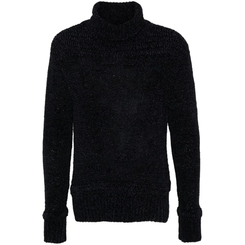 Givenchy Trui Midnight Blue Chenille Roll Neck Sweater Black