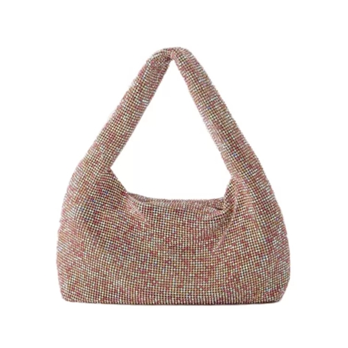 Kara Mini Crystal Mesh Armpit Bag - Polyester - Pink Pi Pink Schultertasche