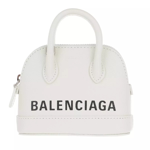 Balenciaga Mini Top Handle Bag Leather White Black Axelremsväska