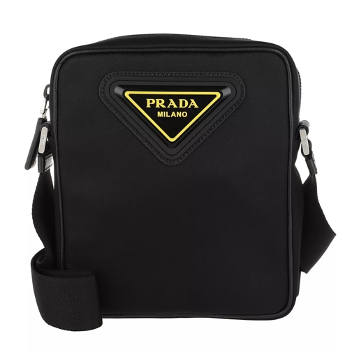 Prada Detailed Crossbody Messenger Bag Black/Yellow Crossbody Bag