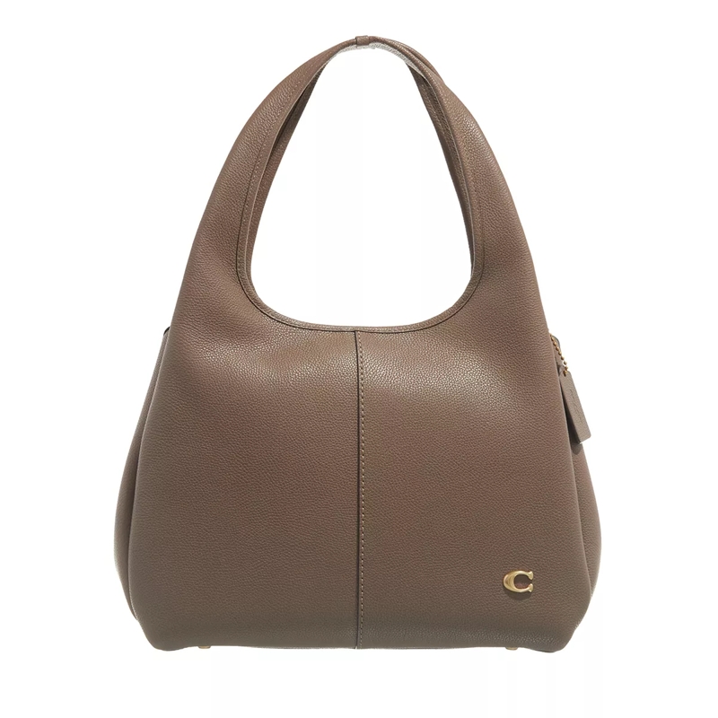 Coach Shopper Polished Pebble Leather Lana Shoulder Bag Dark Stone
