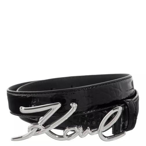 Karl Lagerfeld K/Signature Belt Croc Black Black Leather Belt