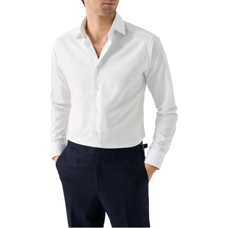 Eton  Eton Semi Solid Cotton Lyocell Shirt Lange Mouw Ov weiß(Image 2)