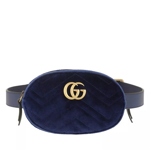Gucci GG Marmont Matelassé Belt Bag Velvet Cobalt Midjeväskor