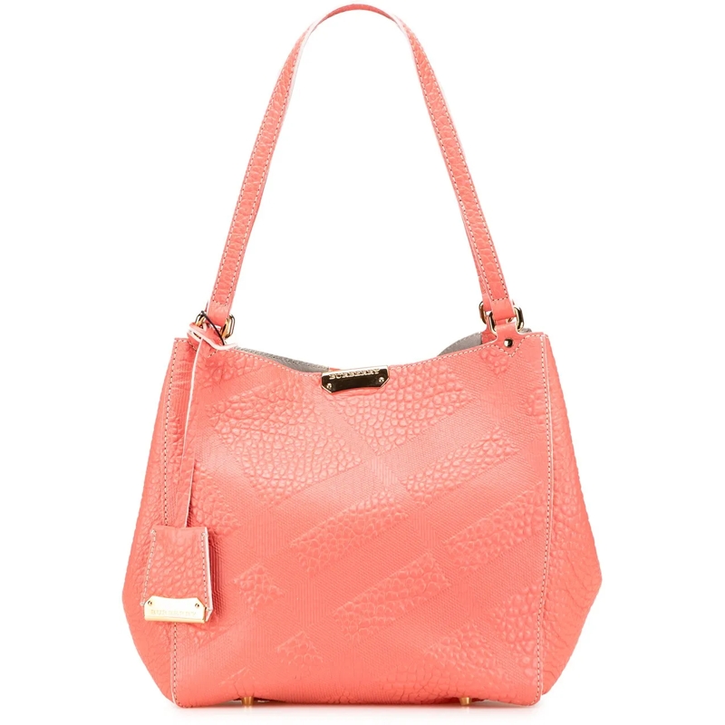 Burberry Shopper Small Embossed Grain Check Canterbury Tote rose