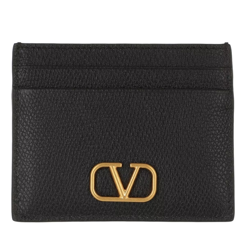 Valentino Garavani VLogo Signature Card Holder Grainy Calfskin Black Card Case
