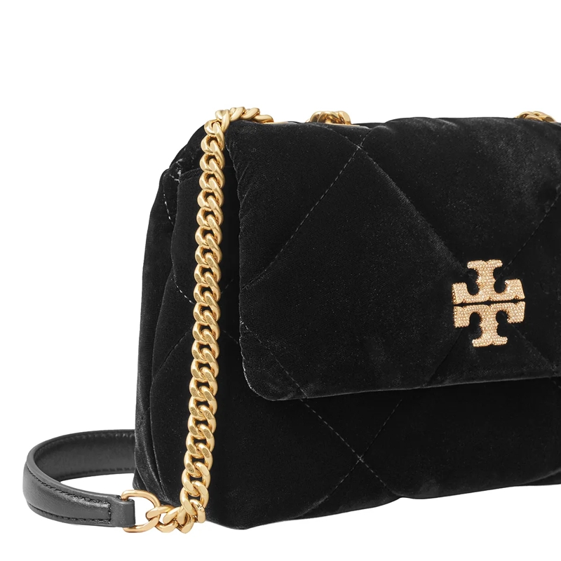Tory Burch Crossbody Bag Kira Diamond Quilt Velvet Pave Small Convertible S Black(Image 2)