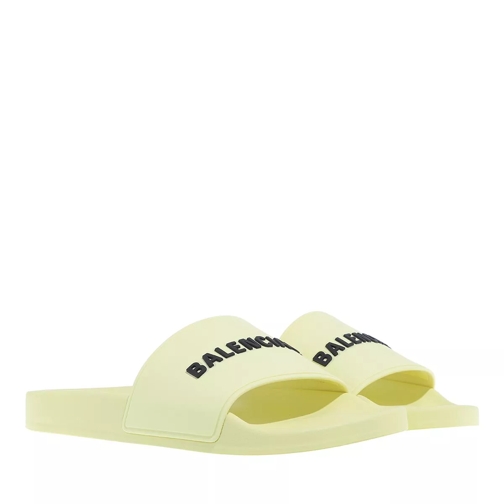 Balenciaga Slide Logo Sandals Yellow Black Slip-in skor