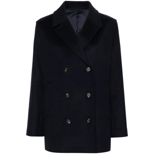 Calvin Klein  Navy Blue Wool Blend Coat Blue