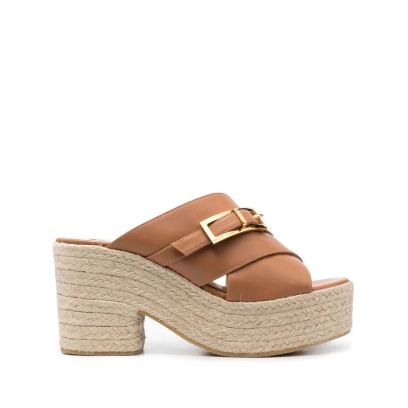sergio rossi Mules 90Mm Leather Crossover Strap Mules Neutrals