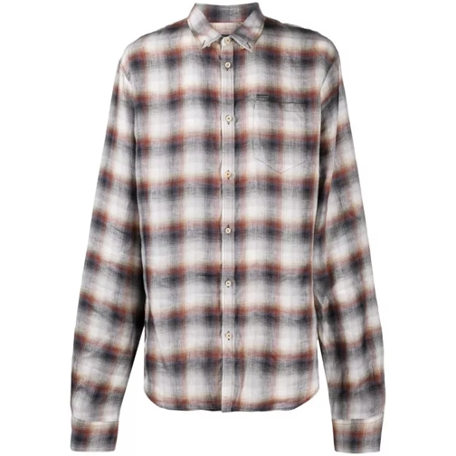 Dsquared2 Grey/Black Linen Plaid Shirt Multicolor 