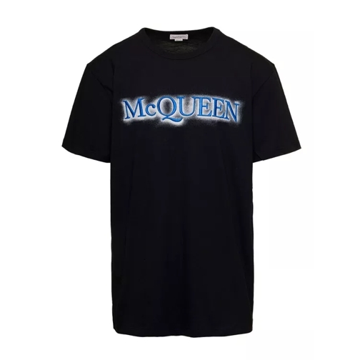 Alexander McQueen Black Crewneck T-Shirt With Logo Print At The Fron Black 