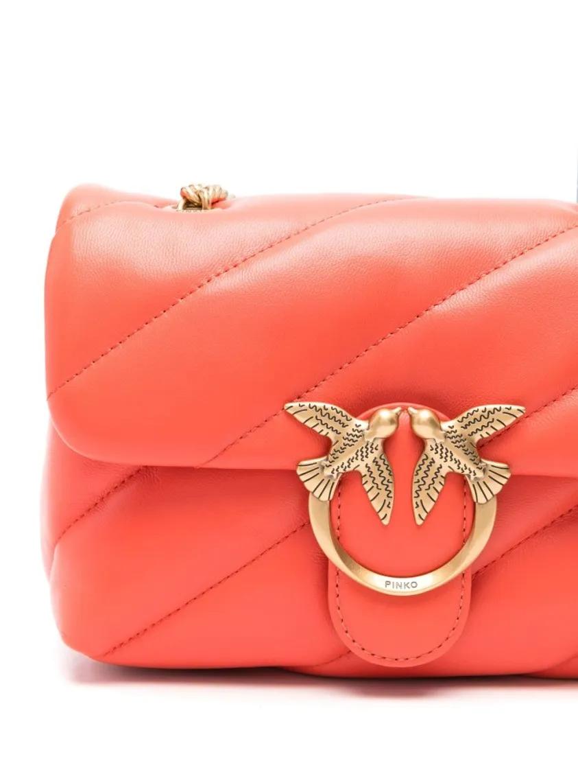 Pinko Oranje Leren Schoudertas met Sluiting Red Dames