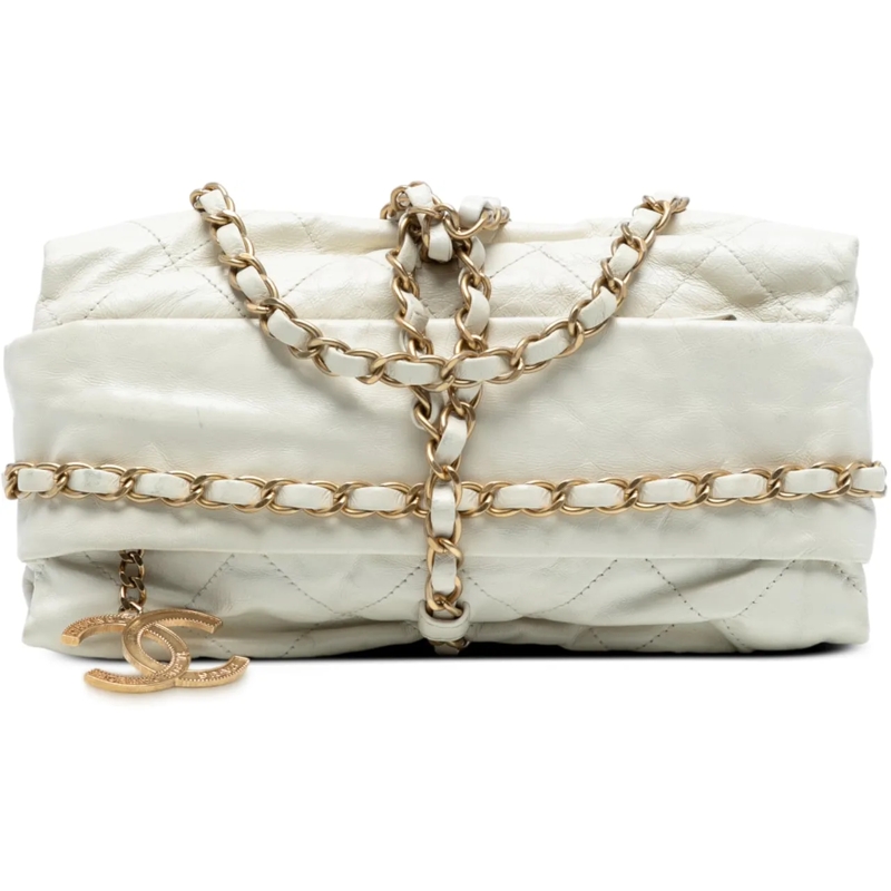 Chanel Schultertasche Quilted Calfskin Midnight Swim Baluchon Bag weiß