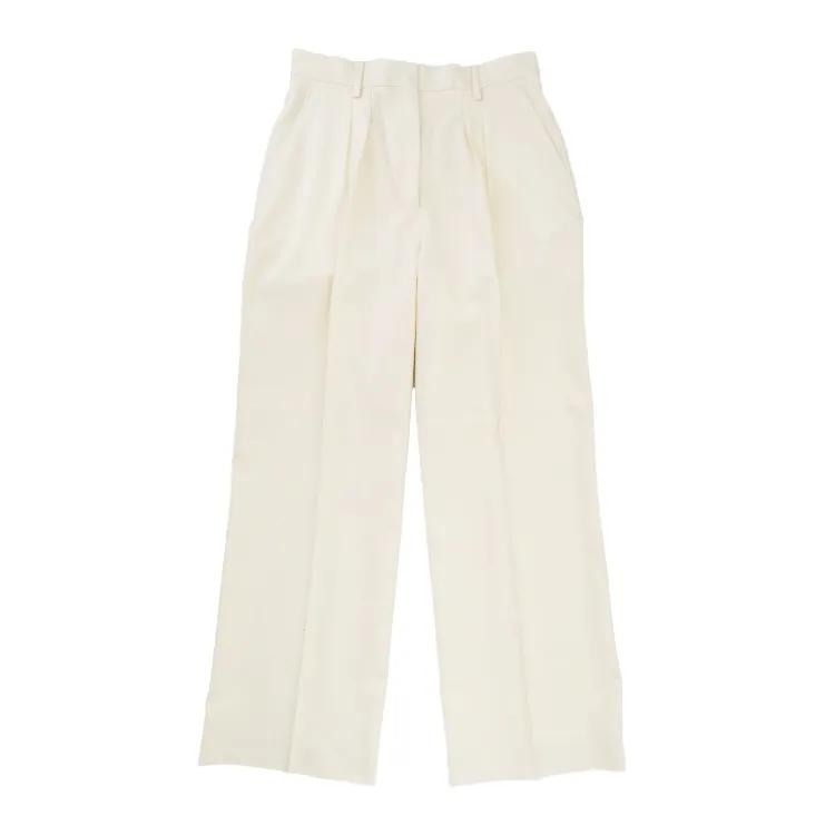 Thumbnail - Officine Generale - High-Waisted Wide Leg Pants With Double Pleats - Größe 40 - beige