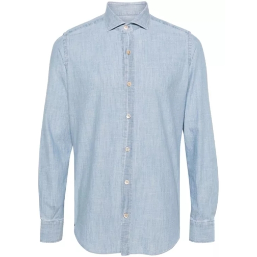 Eleventy Blue Buttoned Chambray Shirt Blue 