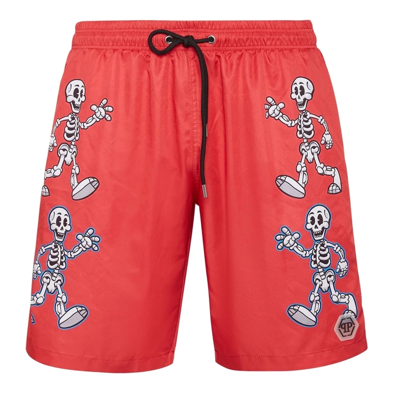 Philipp Plein  Badehose Skeleton rot