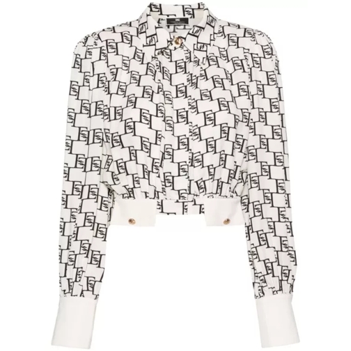 Elisabetta Franchi All-Over Logo Print Shirt White 