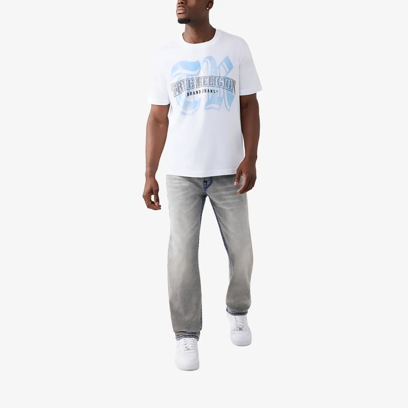 True Religion T-Shirt - Logo T-Shirt- Gerader Schnitt- Überschnittende weiss(Image 2)