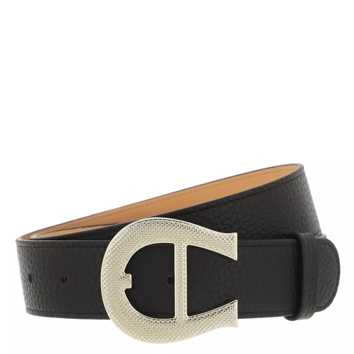 AIGNER Logo Belt 3,5 cm Black Leather Belt