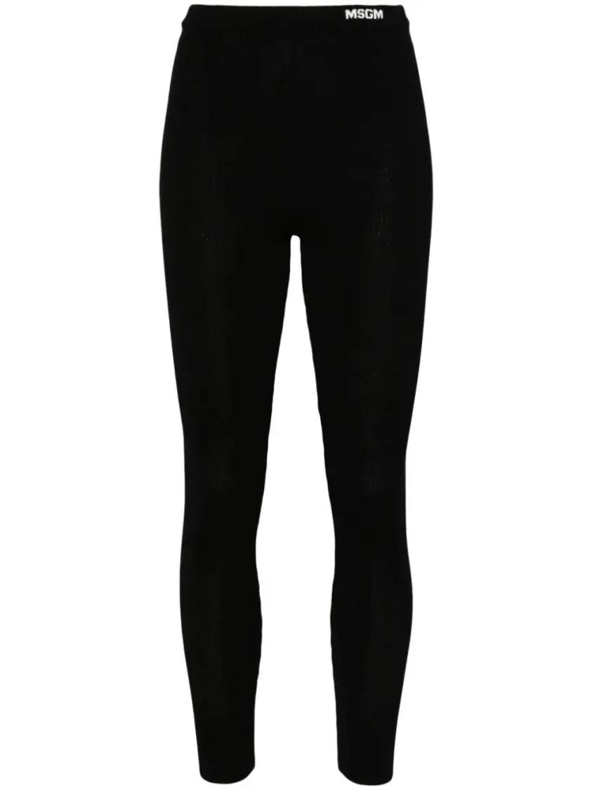 MSGM - Logo-Waistband Leggings - Größe M - schwarz