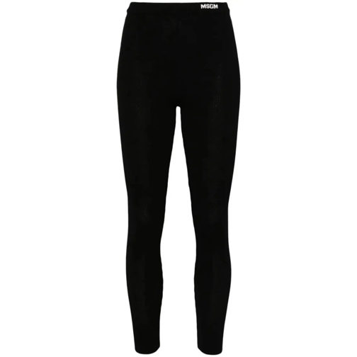 MSGM Logo-Waistband Leggings Black Leggings