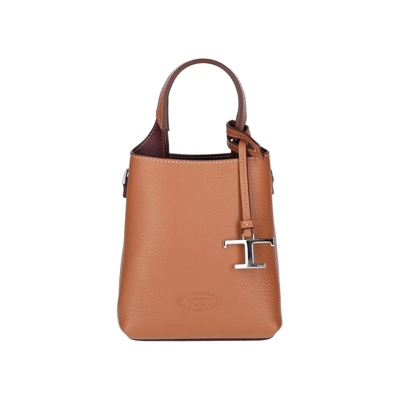Tod's Sac à bandoulière Structured Textured Leather Handbag Brown