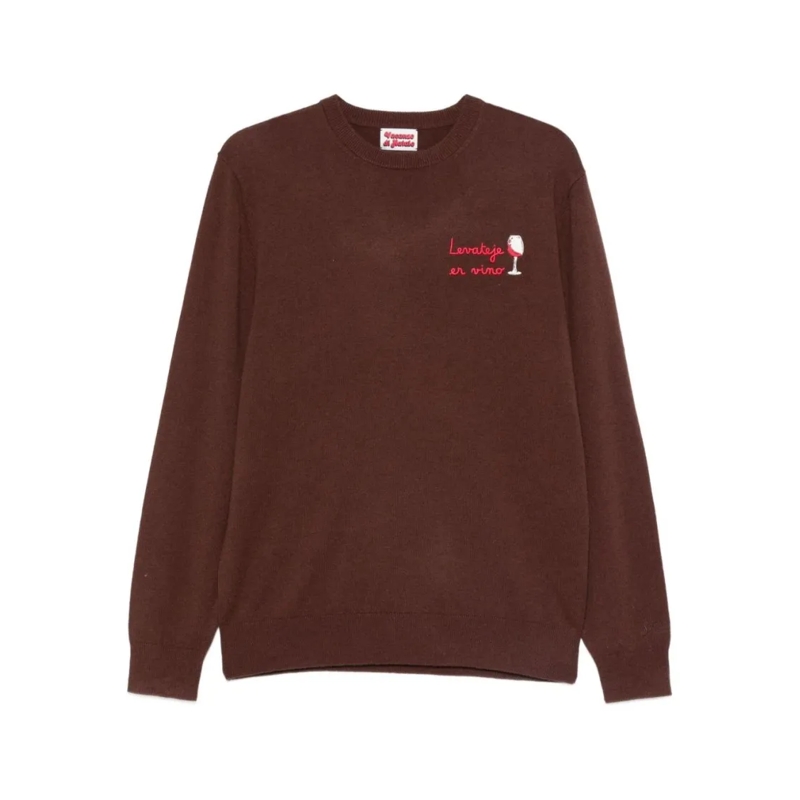 Mc2 Saint Barth Trui Relaxed Fit Brown Wool Sweater Brown