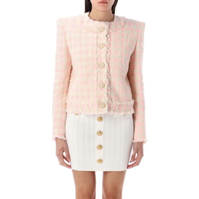 Balmain Übergangsjacke 5-Button Textured Tweed Jacket Neutrals