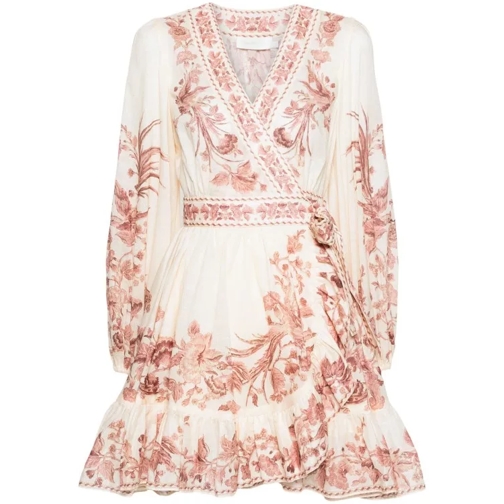 Zimmermann Multicolored Waverly Wrap Mini Dress Neutrals 