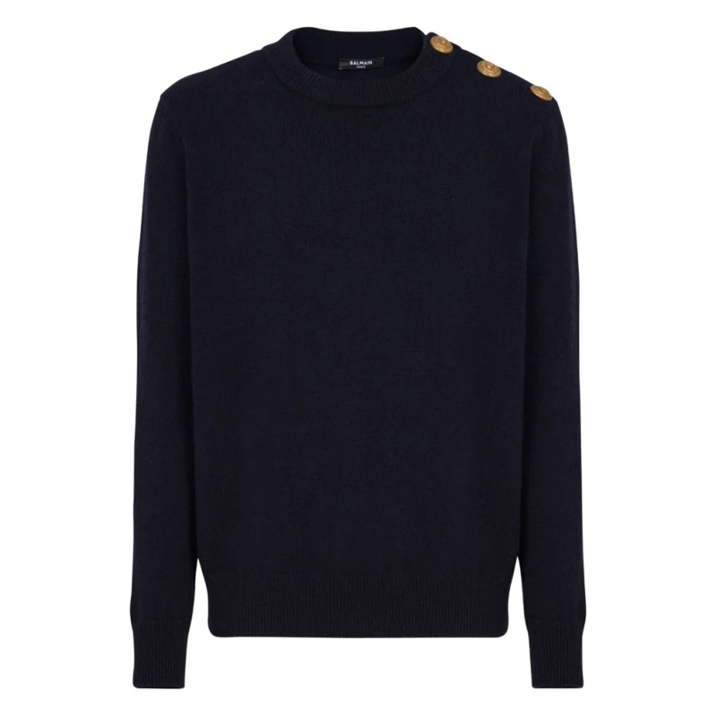 Balmain Trui Navy Blue Sweater Black