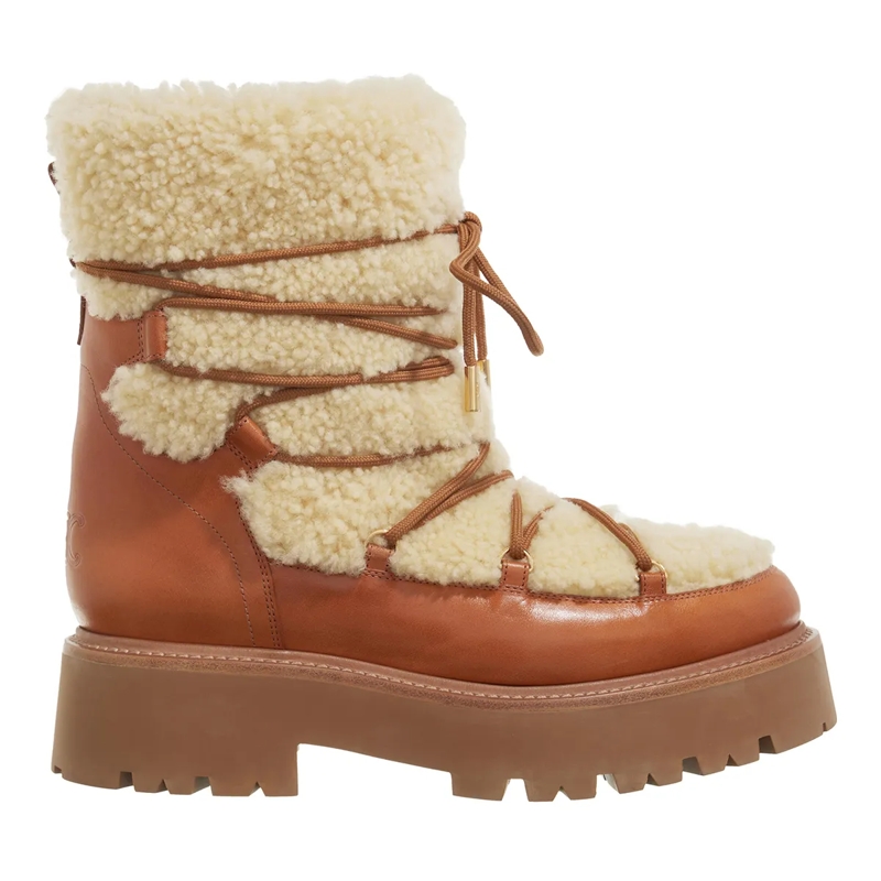 Celine Winterboots Lace Up Boots Natural