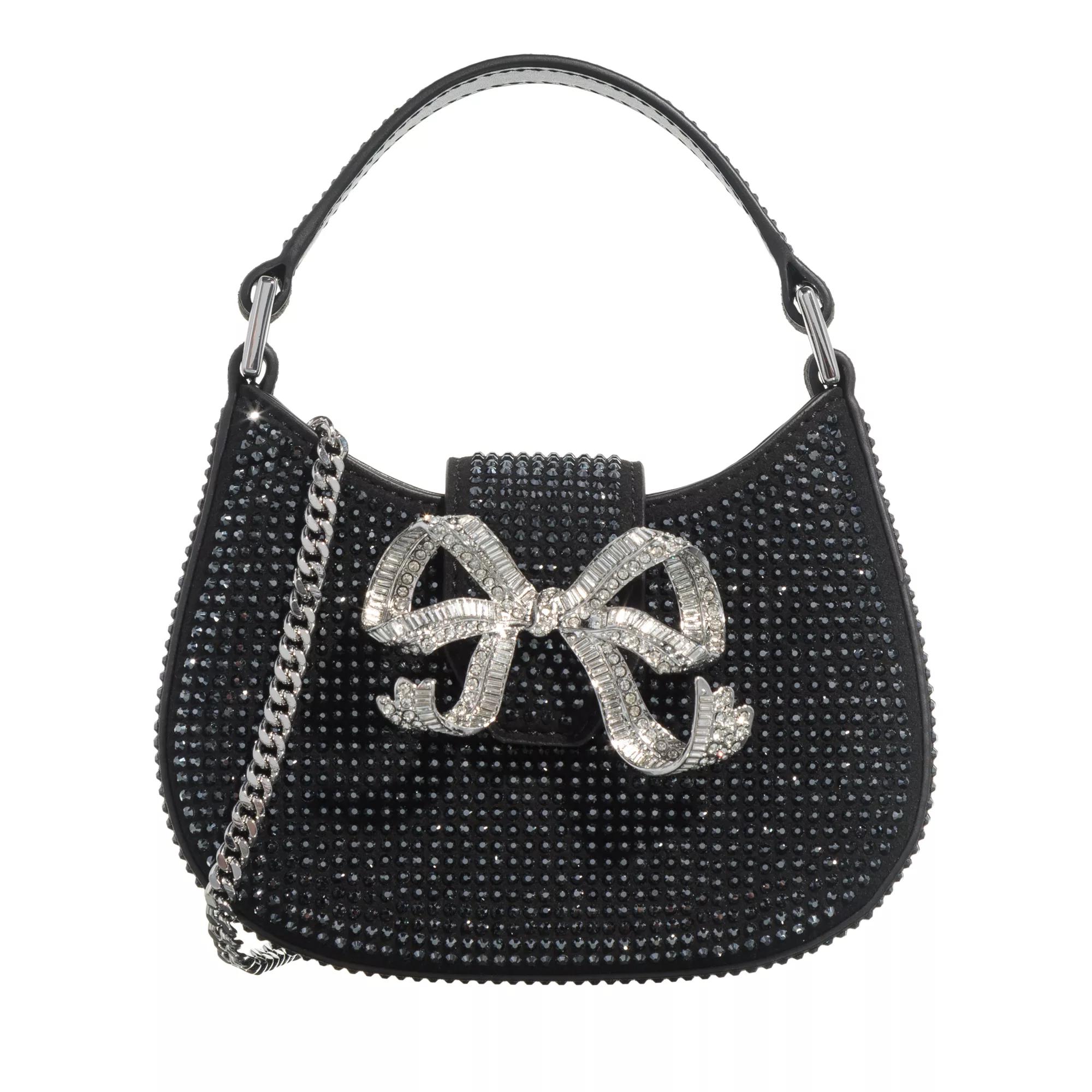 self-portrait Hobo Bag - Rhinestone Crescent Bow Micro Bag - Gr. unisize - in Schwarz - für Damen