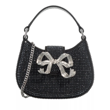 Self Portrait Rhinestone Crescent Bow Micro Bag Black