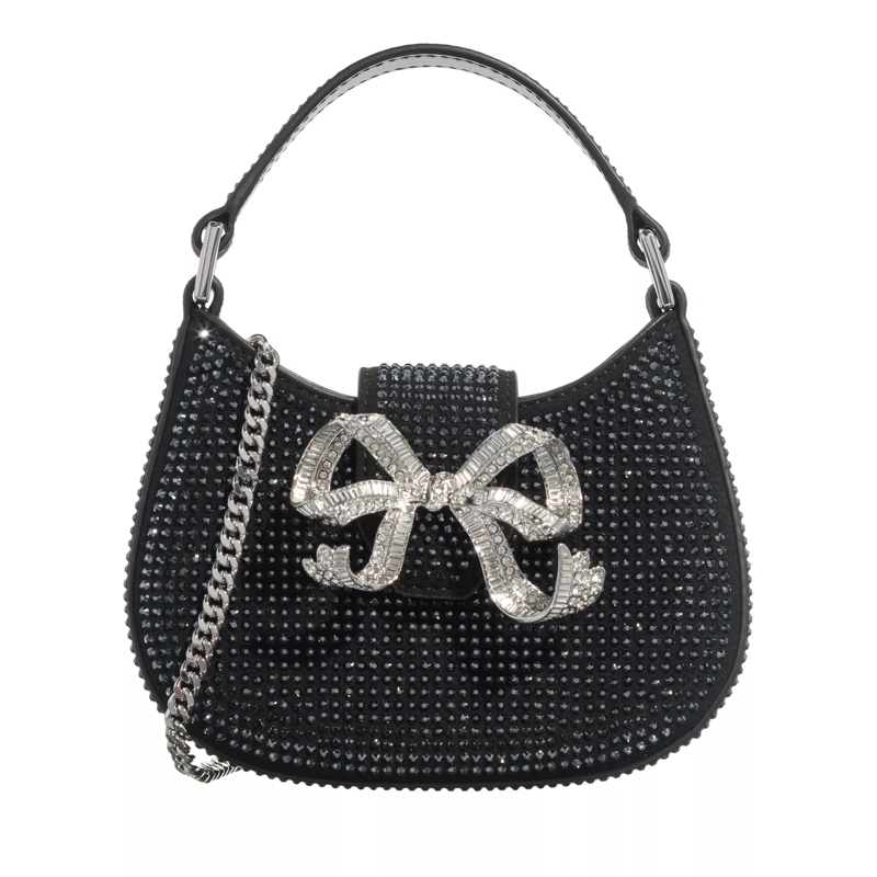 Self Portrait Mikrotasche Rhinestone Crescent Bow Micro Bag Black