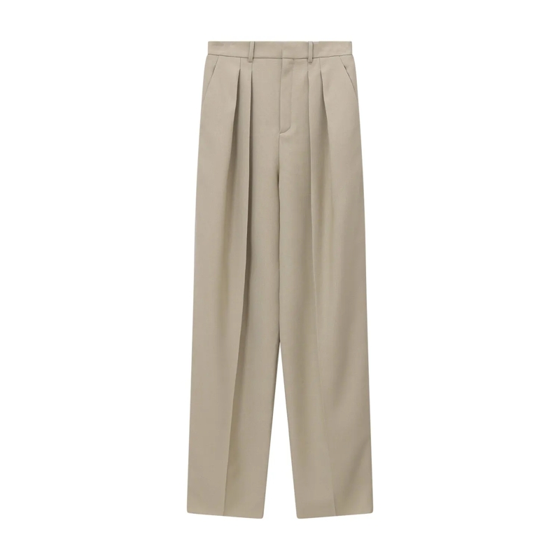 Saint Laurent Freizeithose Weite Hose aus Wolle und Seide braun