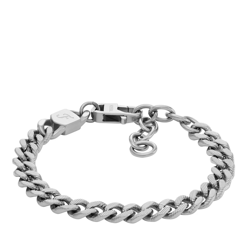 Fossil Harlow Linear Texture Chain Stainless Steel Bracel Silver Armband