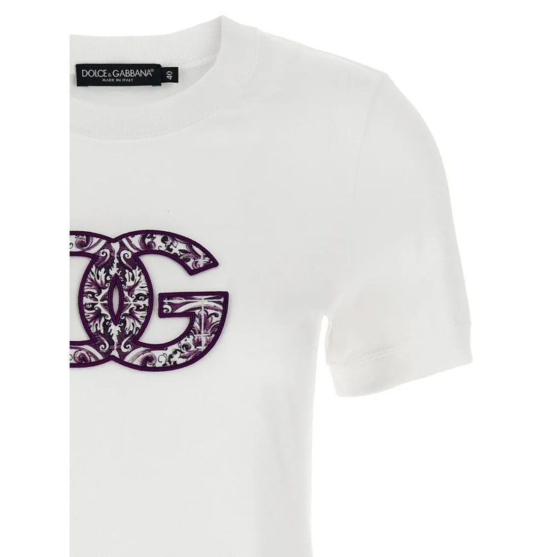 Dolce&Gabbana T-Shirt Maiolica' Logo Patch T-Shirt White(Image 3)