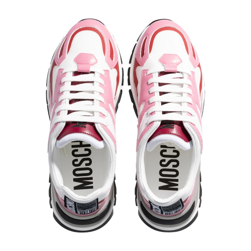 Moschino Sneaker basse Race Sneaker Bianco/Rosa/Amarena(Image 5)