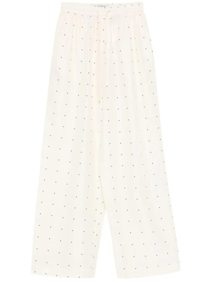 Thumbnail - Róhe - White Silk Dotted Trousers - Größe 40 - weiß