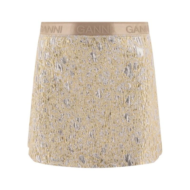 GANNI Minirock Gold And Silver Miniskirt Neutrals