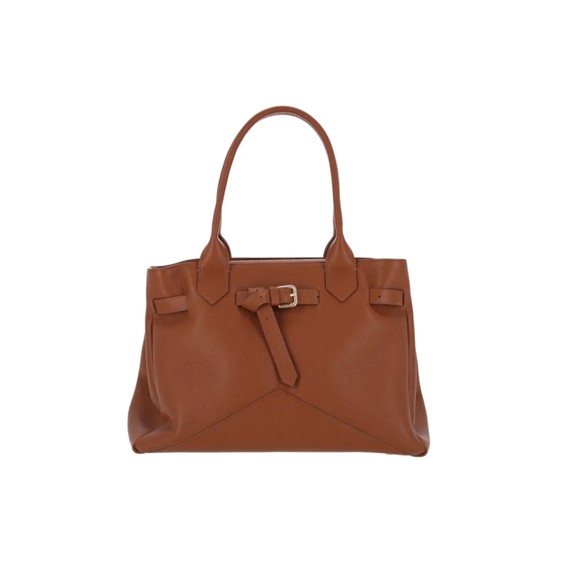 Ballantyne Fourre-tout Structured Brown Calf Leather Tote With Adjustable Brown