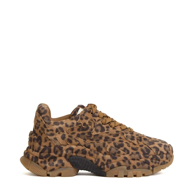 Ash Low-Top-Sneaker Leopard Print Suede Sneakers Brown