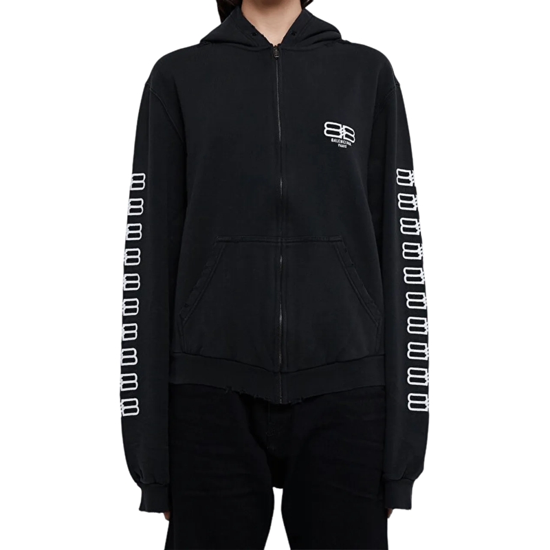 Balenciaga  Felpa con zip BB Paris Icon schwarz