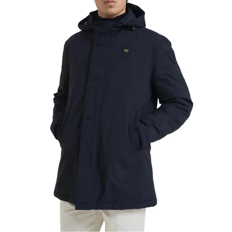 Blauer Daunenjacke Military-Inspired Water-Repellent Neoprene Windbre Black