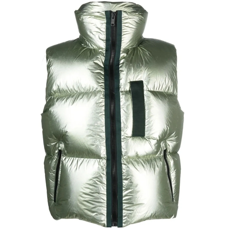 Givenchy Donsjas Metallic-Finish Sage Green Down Gilet White